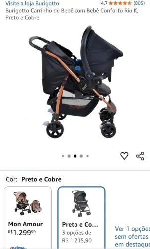Carrinho com bebê conforto Burigotto
