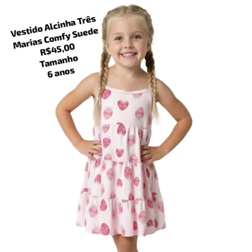 Vestido Alcinha Tres Marias Comfy Suede para Meninas