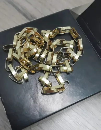 Cordão tijolinho prata banhada a ouro