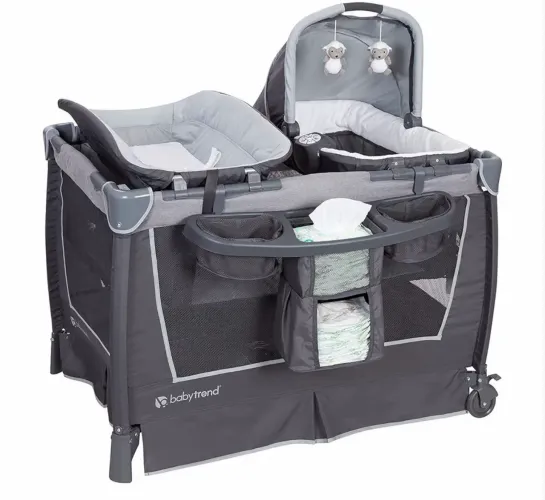 berço cercadinho baby trend retreat cinza - importado - novo