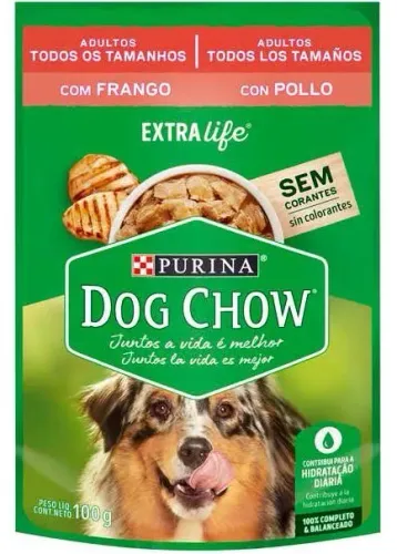 Saches de frango Dog Chow caixa com 15 unidades