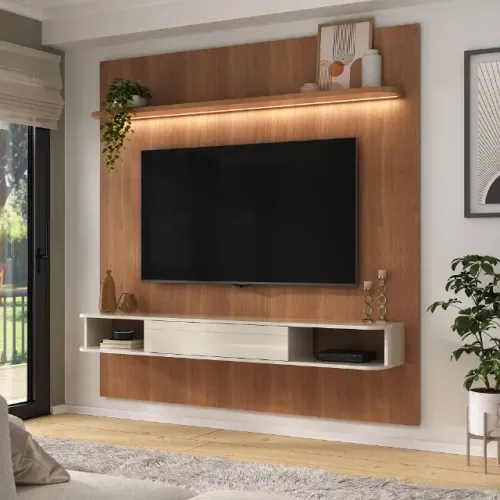 Painel de TV 75 Polegadas | Fita de LED | Nicho para Eletrônicos | Entrega Rápida