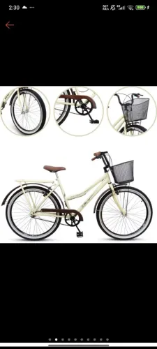 Bicicleta Retro Ello Bike Passeio Aro 26 Vintage Com Cestão E Bagageiro Caiçara Com Freios