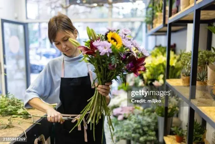Auxiliar em atendimento e montagem de buquês em floricultura