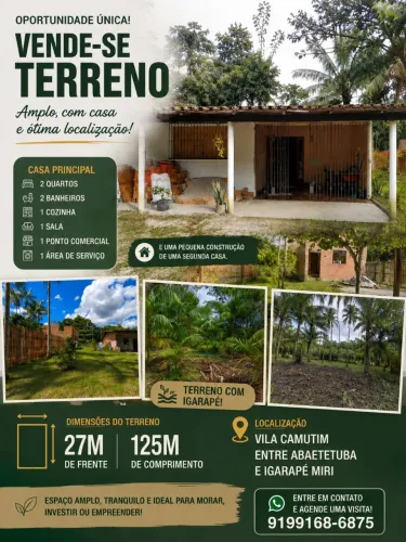 Vende-se casa com igarapé