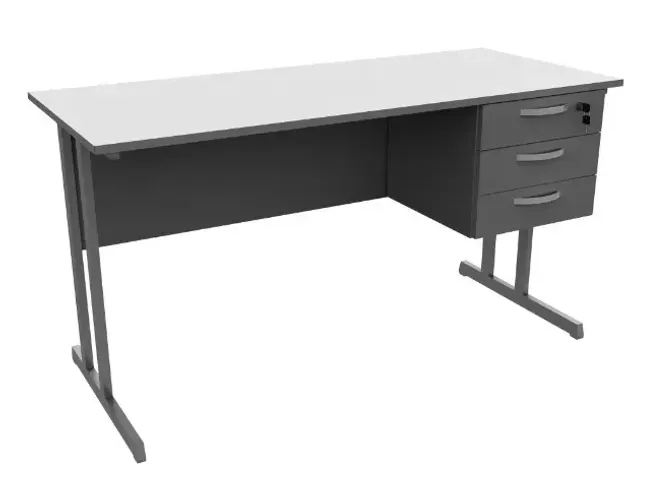Mesa Escritório com 3 gavetas sendo uma com chave