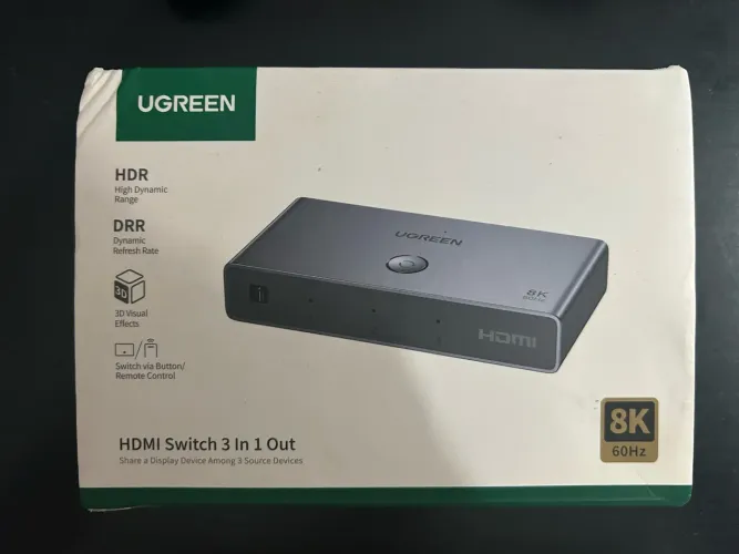 Switch HDMI UGREEN 3x1 8K 60Hz - 3 Entradas HDMI / 1 Saída