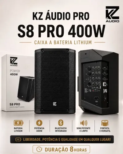 Caixa ativa S8 Pro KZ Áudio c bateria interna