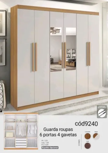 Guarda roupa 6 portas 4 Gavetas com espelho 2,20X2,20
