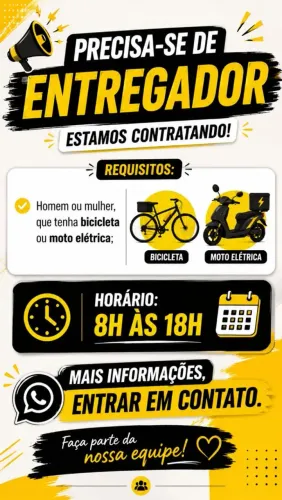 Preciso de ENTREGADOR de Bike ou Moto Elétrica