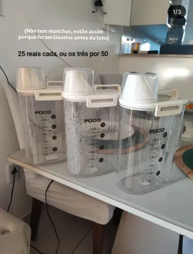 Conjunto potes herméticos com tampa medidora não entrego a domicílio favor não insistir