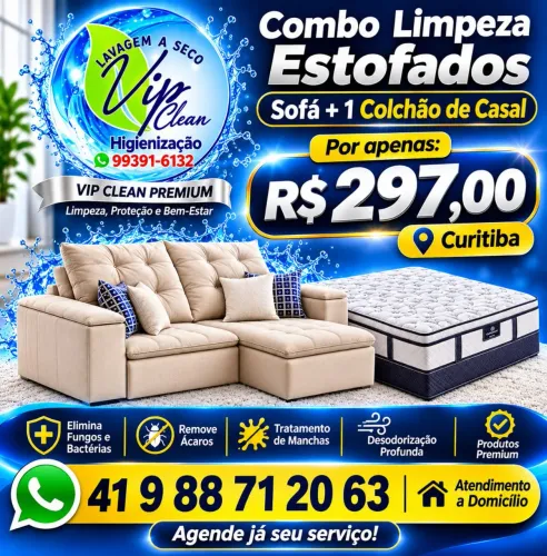 Lavagem a seco higienização de sofá Curitiba
