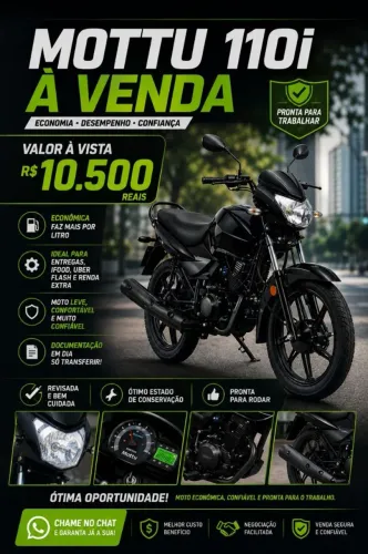 ? MOTTU 110i À VENDA ?<br>? R$ 10.500<br>? R$ 10.50<br>? R$ 10.50