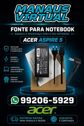 Carregador de notebook da marca ace aspire 5 original com garantia de 90 dias