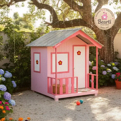 Casinha Infantil de madeira rosa CS009 - nova direto da fábrica 