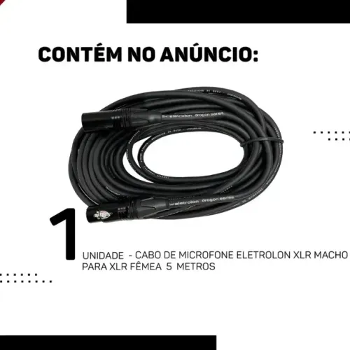 Cabo XLR Eletrolon 5 Metros Balanceado Microfone - Curitiba