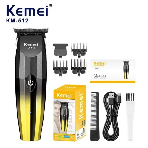 Máquina de cortar cabelo Kemei 512 recarregável via USB 