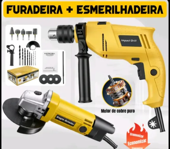 FURADEIRA + ESMERILHADEIRA ? KIT 2 EM 1!