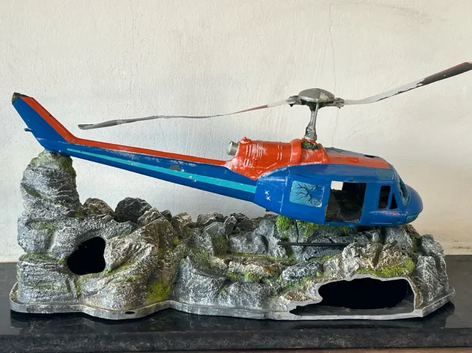 Enfeite para Aquário Helicóptero - Decoração de Aquário