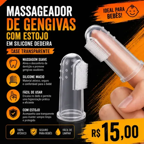 Massageador De Gengivas Com Estojo Em Silicone Dedeira