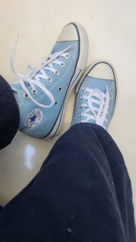 All star cano médio gliter azul 