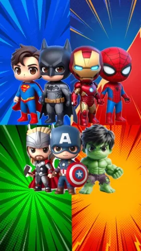 Kit Placa Decorativa Desenho Herois Baby Quadro MDF 15X21 - Quarto Menino Infantil