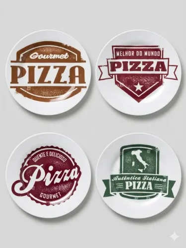Conjunto de 4 pratos de pizza da marca Casambiente