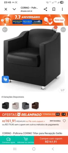 Poltrona courino preta 150,00