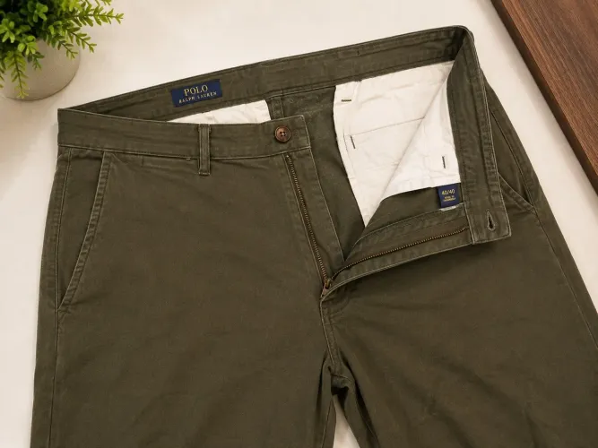 Calça Polo Ralph Lauren Masculina Chino Sarja Verde Oliva Original