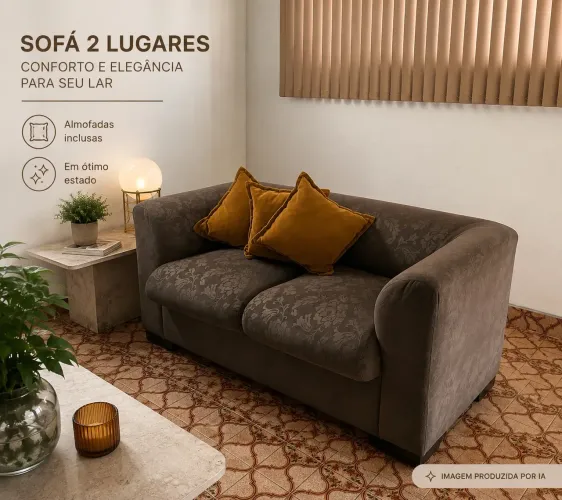 Sofá 2 Lugares | Excelente Estado | Almofadas Inclusas!