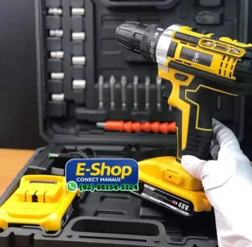Parafusadeira Furadeira Sem Fio 48V + 2 Baterias + Maleta | Completa