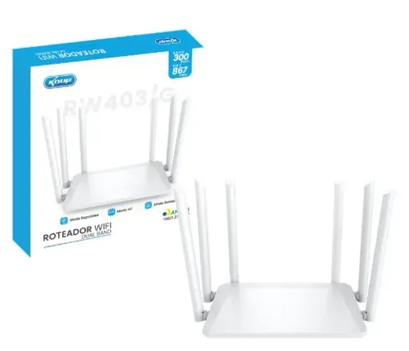 REPETIDOR WI-FI DUAL BAND COM 6 ANTENAS 2.4GHZ 300MBPS 5GHZ 867MBPS KNUP KP-RW403/G