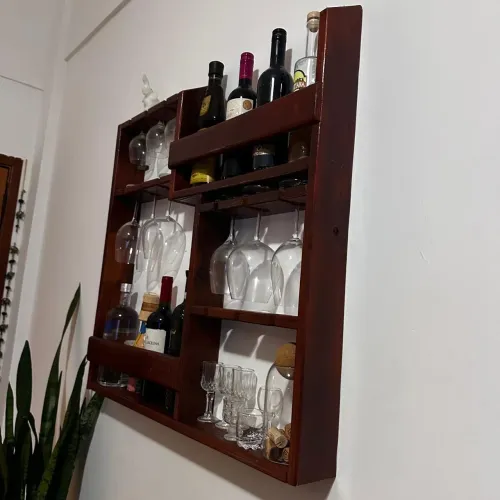 Bar de parede Madeira Maciça Mogno