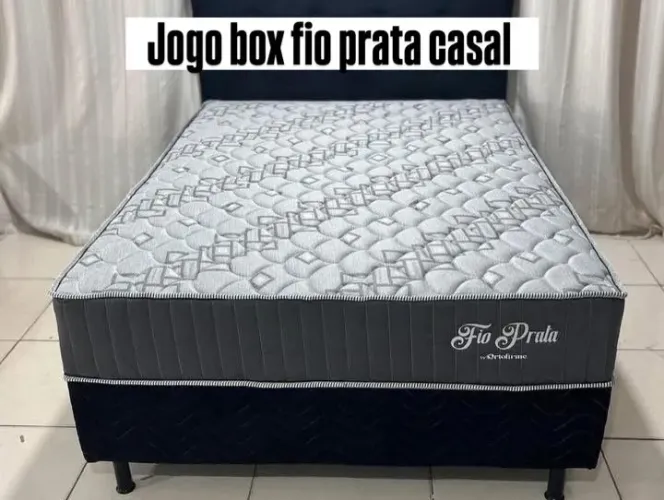 CAMA BOX CASAL FIO PRATA 
