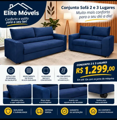 1,299,00 SOFÁ 3 E 2 LUGARES NOVO COM GARANTIA DE FABRICA.