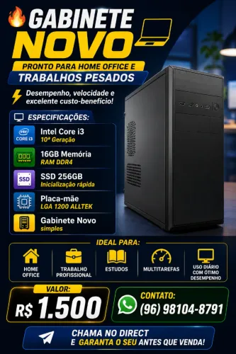 ? GABINETE NOVO ? PRONTO PARA HOME OFFICE E TRABALHOS PESADOS ?