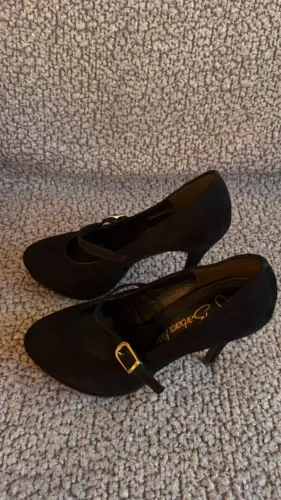 Sapato Barbara Kras - Camurça Preta nº 34 ? Salto Meia-Pata Fivela