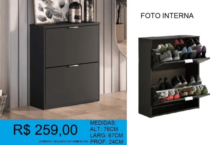 sapateira com duas portas - a pronta entrega 