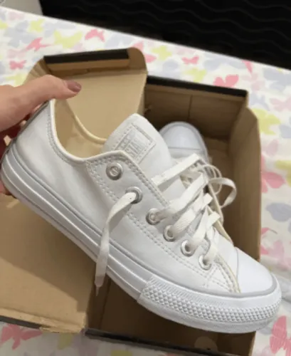 tênis converse all stat falsificado branco usado 1 única vez