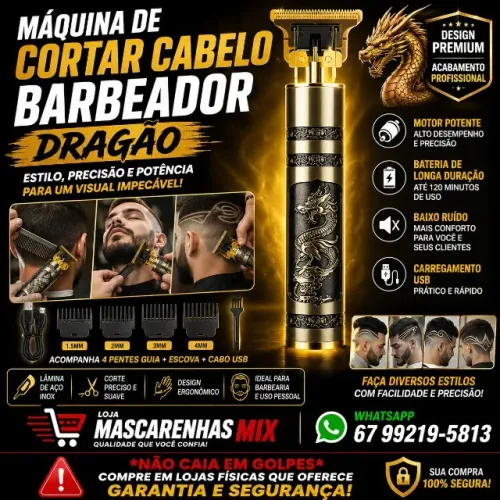 Maquina de Cortar Cabelo Barba Dragão COD: 0125