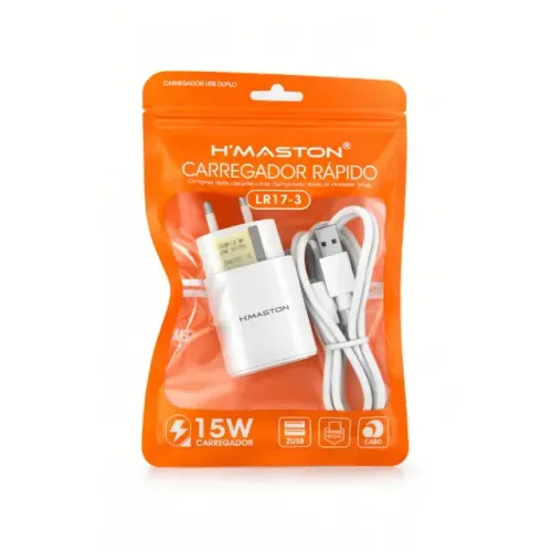 Carregador Rápido Tipo C - H?MASTON 15W USB Duplo + Cabo