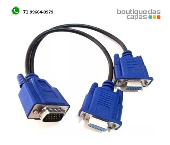 Cabo divisor 1 vga macho para 2 vga femea LE-5514 Use Em Seu Computador Dois Monitores