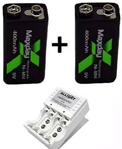 Baterias 9v Recarregável 400mah Originais Maxday  + 1 Carregador Brind