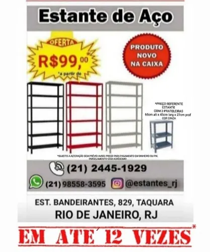 Estantes de Aço SOMENTE PRODUTO NOVO NA CAIXA a partir de R$99,00*