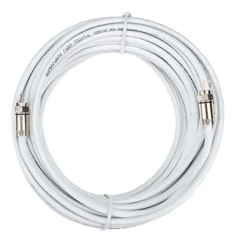 Cabo Coaxial Rg59 Tv Antena C/ Conector 2 Metros Branco