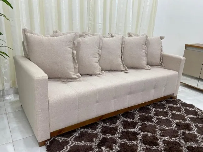 Sofá Cama Feeling 2.10m Bege Até 12x - Frete Grátis