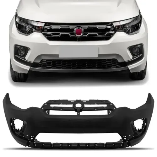 Parachoque Fiat Mobi 2017 à 2020 - Preto Liso - Furo Farol Auxiliar - R2A