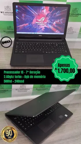 Notebook da Dell i5 7 geração 8gb SSD 240ssd brinde mouse e capa