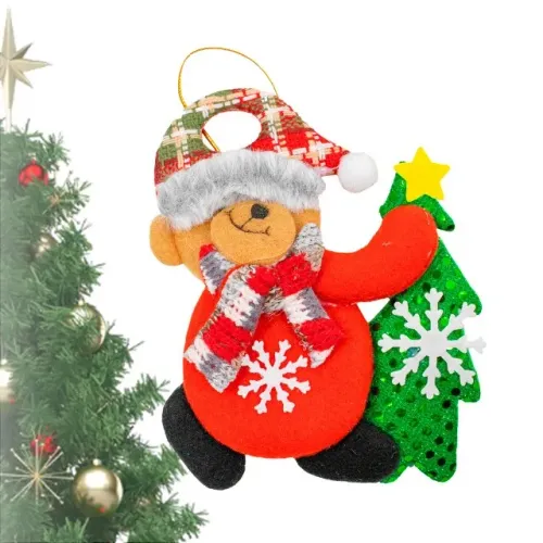 03 Enfeites Decoração Para Arvore Natal Boneco Pendurar Papai Noel Rena Ursinho Natalino