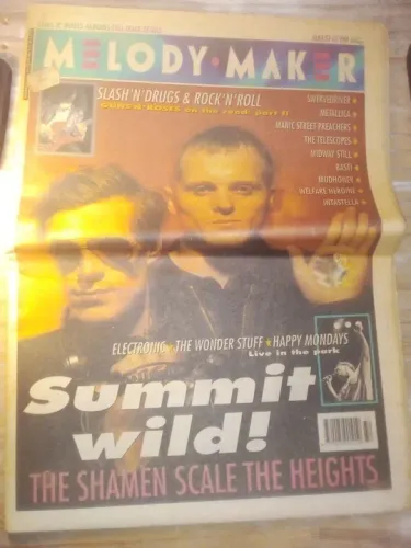 Jornal de música Melody Maker agosto de 1991 Guns n Roses Slash Metallica The Shamen